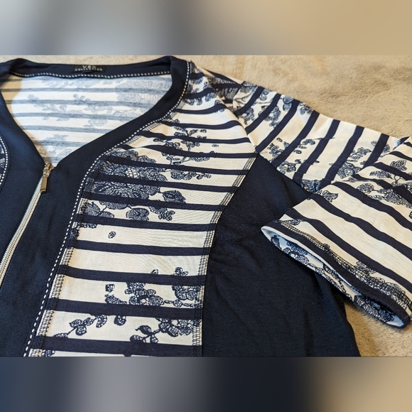 Vex navy/white striped zip-up cardigan XXL - Picture 5 of 9